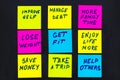 New year goals or resolutions - colorful sticky notes on a black Royalty Free Stock Photo