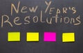 New year goals or resolutions - sticky notes on a blackboard Royalty Free Stock Photo