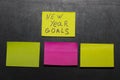 New year goals or resolutions - sticky notes on a blackboard Royalty Free Stock Photo