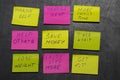 New year goals or resolutions - sticky notes on a blackboard Royalty Free Stock Photo