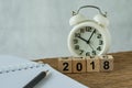 new year 2018 goals, target or checklist concept as number 2018 Royalty Free Stock Photo