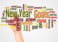 New Year Goals word cloud hand sphere concept Royalty Free Stock Photo