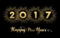 New Year 2017 gold design with fireworks Royalty Free Stock Photo