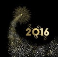 New Year 2016 gold firework explosion card