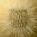 New Year 2017 gold firework explosion design Royalty Free Stock Photo