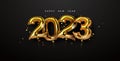 New Year 2023 gold foil balloon number card