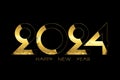 New year 2024 gold foil modern numbers. Decorative greeting card 2024 happy new year. Luxury Creative Christmas banner