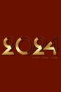 New year 2024 gold foil modern numbers. Decorative greeting card 2024 happy new year. Luxury Creative Christmas banner