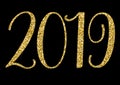 New year 2019 gold giltter vector illustration