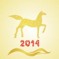 New year gold horse silhouette Royalty Free Stock Photo