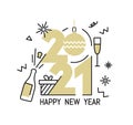 New Year gold 2021 number design