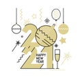 New Year gold 2021 number design