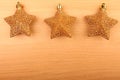 New year gold stars wooden table