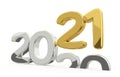 New year 2021 and 2020 golden 3d