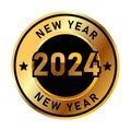 New year 2024 golden emblem stamp gold graphic