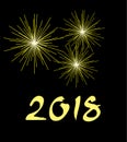 New Year 2018 golden fireworks background