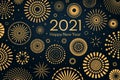 2021 New Year golden fireworks Royalty Free Stock Photo