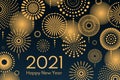 2021 New Year golden fireworks Royalty Free Stock Photo