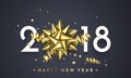 2018 New Year greeting card vector golden decoration gift New Year background Royalty Free Stock Photo