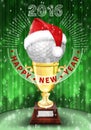 New Year 2016 Golf ball decorated greeting card