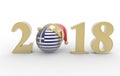 New year 2018 with greec flag 3d Royalty Free Stock Photo