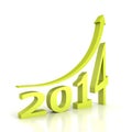 New year 2014 green arrow growth up Royalty Free Stock Photo