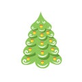 New Year green holiday tree on a white background