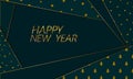 New Year green paper material greeting card. Party invitation golden cut texture decoration wallpaper Christmas tree