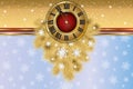 New Year greeting banner with xmas golden clock Royalty Free Stock Photo