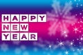 New Year greeting blue pink background