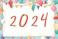 2024 new year greeting card banner, hand drawn style, AI generated, generative AI illustration