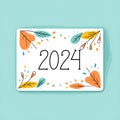 2024 new year greeting card banner, hand drawn style, AI generated, generative AI illustration