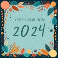 2024 new year greeting card banner, hand drawn style, AI generated, generative AI illustration