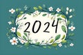 2024 new year greeting card banner, hand drawn style, AI generated, generative AI illustration