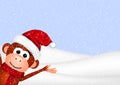 New Year greeting card with cheerful monkey in