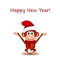 New Year greeting card with cheerful monkey Royalty Free Stock Photo