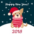 New year greeting card with cute dog. Royalty Free Stock Photo