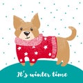 New year greeting card with cute dog. Royalty Free Stock Photo