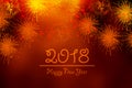 New year greeting card with fire work background Royalty Free Stock Photo