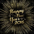 New Year 2016 greeting card gold firework Royalty Free Stock Photo