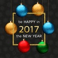 New Year greeting card with golden fireworks Royalty Free Stock Photo