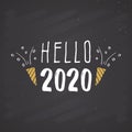 New Year greeting card, hello 2020. Typographic Greetings Design. Calligraphy Lettering for Holiday Greeting. Hand Drawn Lettering Royalty Free Stock Photo