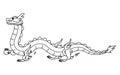 New Year greeting card material for the year of the dragon 2024, dragon walking on four legs, black and white line drawing