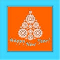 New Year greeting card with paper cut Christmas tree, vector added Royalty Free Stock Photo