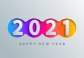 2021 new year greeting card in paper cut style. Royalty Free Stock Photo