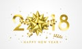 2018 New Year greeting card vector golden decoration gift New Year background Royalty Free Stock Photo