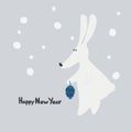 New Year greeting card with Water rabbit, zodiac animal for 2023. Horoscope bull and hand-lettered greeting phrase Royalty Free Stock Photo
