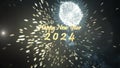 New year 2024 greeting with fireworks Happy New year 2024 animated. Fireworks shiny on background. Animated text that
