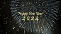 New year 2024 greeting with fireworks Happy New year 2024 animated. Fireworks shiny on background. Animated text that