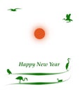 New Year Greeting Green Environment Bird Nature Theme